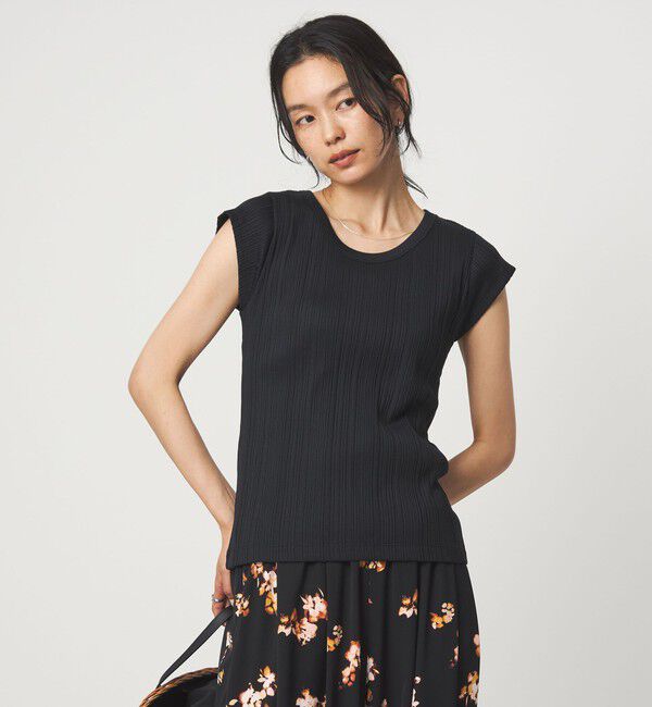 UNITED ARROWS green label relaxing「ランダム ブライトリブ Uネック カットソー」|Tシャツ・カットソー|BLACK