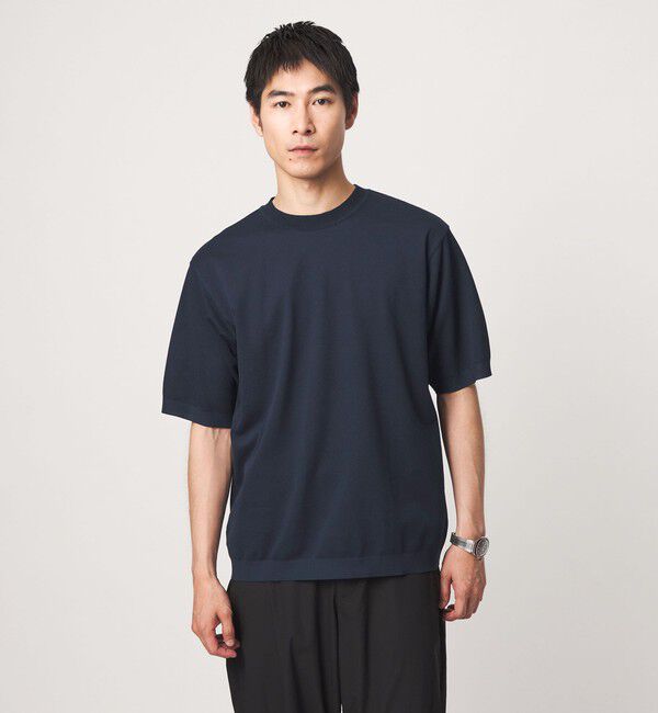 UNITED ARROWS green label relaxing「ニットライク カノコ クルーネック 半袖 Tシャツ」|Tシャツ・カットソー|NAVY