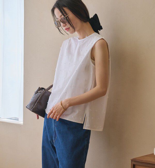 BEAUTY&YOUTH UNITED ARROWS「ドット ジャガード ノースリーブブラウス ウォッシャブル」|シャツ・ブラウス|