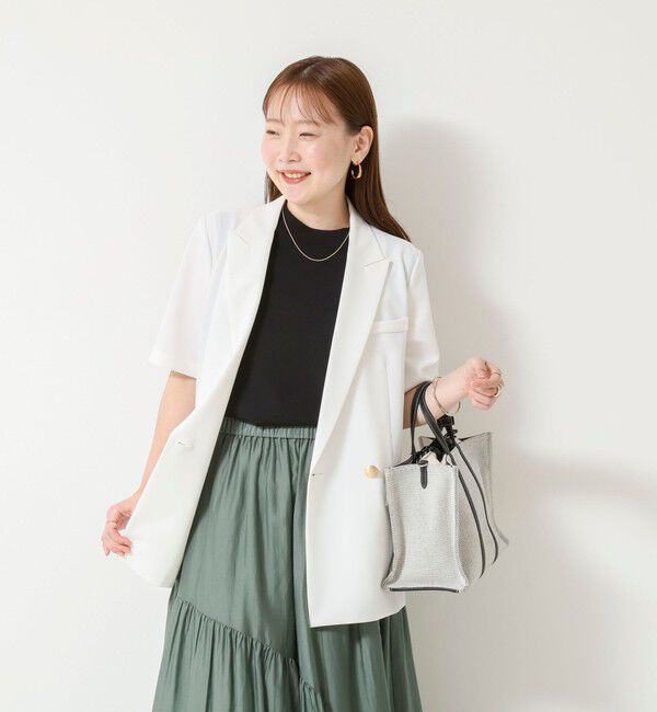 NOLLEY'S sophi「《セットアップ対応》ウォッシャブルドライツイルハーフスリーブジャケット」|テーラードジャケット|