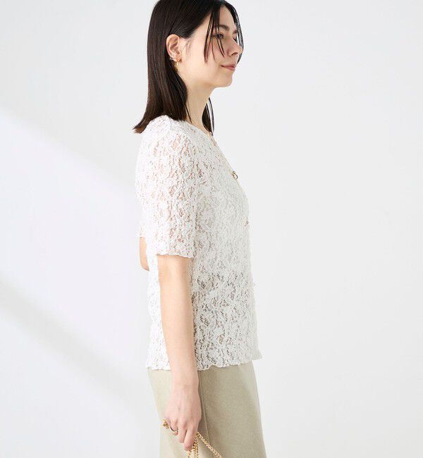 NOLLEY'S sophi「ウォッシャブルストレッチレース両前半袖カーデ」|カーディガン|