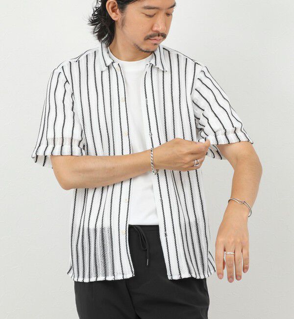 NOLLEY'S goodman「レースワンナップカラー 半袖ニットシャツ 26SS」|ニット・セーター|