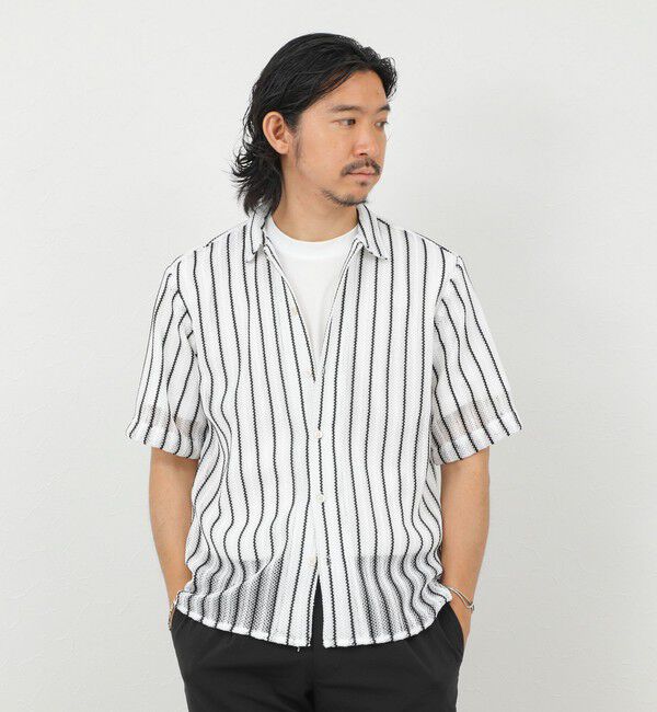 NOLLEY'S goodman「レースワンナップカラー 半袖ニットシャツ 26SS」|ニット・セーター|