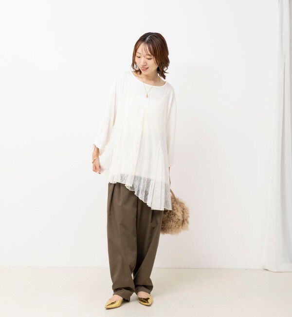 NOLLEY'S「【WEB限定】ウォッシャブルアシメレースキャミ」|キャミソール|