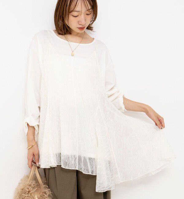 NOLLEY'S「【WEB限定】ウォッシャブルアシメレースキャミ」|キャミソール|