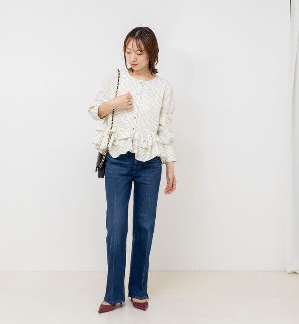 NOLLEY'S「【WEB限定】ウォッシャブル2WAYチェックペプラムフリルブラウス」|シャツ・ブラウス|