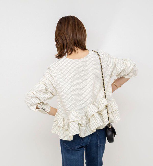 NOLLEY'S「【WEB限定】ウォッシャブル2WAYチェックペプラムフリルブラウス」|シャツ・ブラウス|