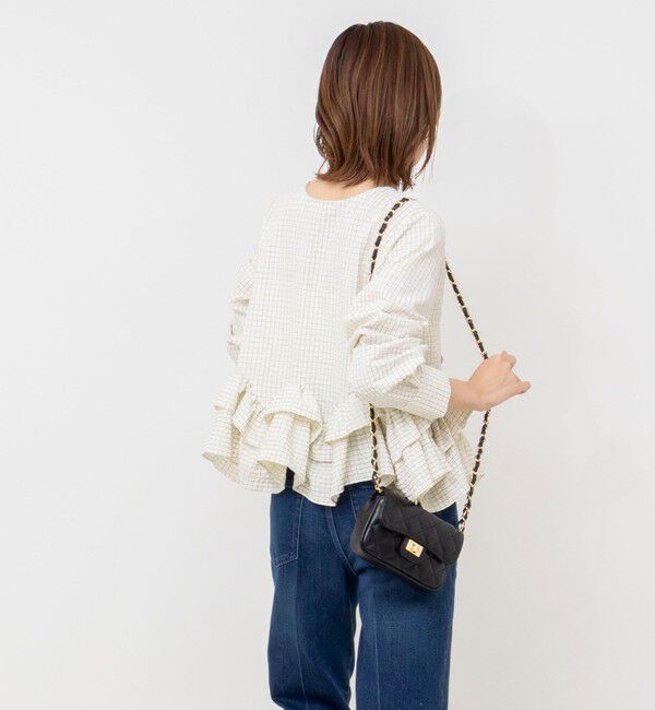 NOLLEY'S「【WEB限定】ウォッシャブル2WAYチェックペプラムフリルブラウス」|シャツ・ブラウス|