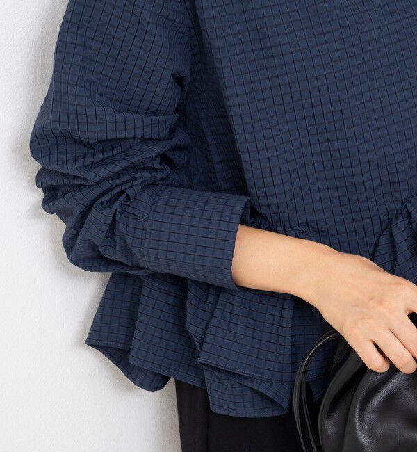 NOLLEY'S「【WEB限定】ウォッシャブル2WAYチェックペプラムフリルブラウス」|シャツ・ブラウス|
