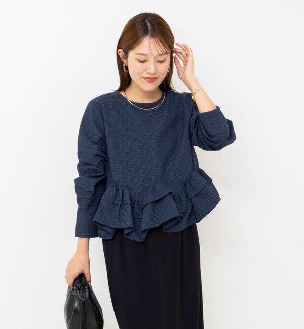 NOLLEY'S「【WEB限定】ウォッシャブル2WAYチェックペプラムフリルブラウス」|シャツ・ブラウス|