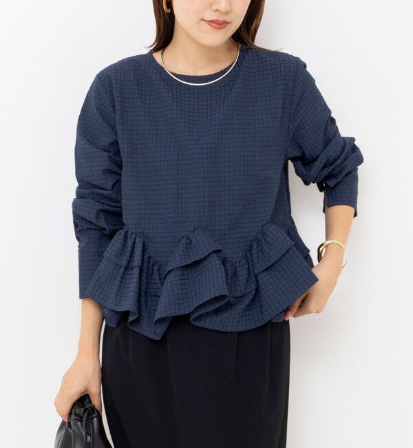 NOLLEY'S「【WEB限定】ウォッシャブル2WAYチェックペプラムフリルブラウス」|シャツ・ブラウス|