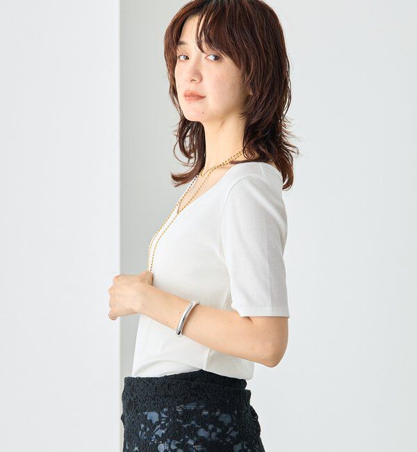  「【すっきり見え/通気性/帯電性】キュプラコットンテレコTee」|Tシャツ・カットソー|