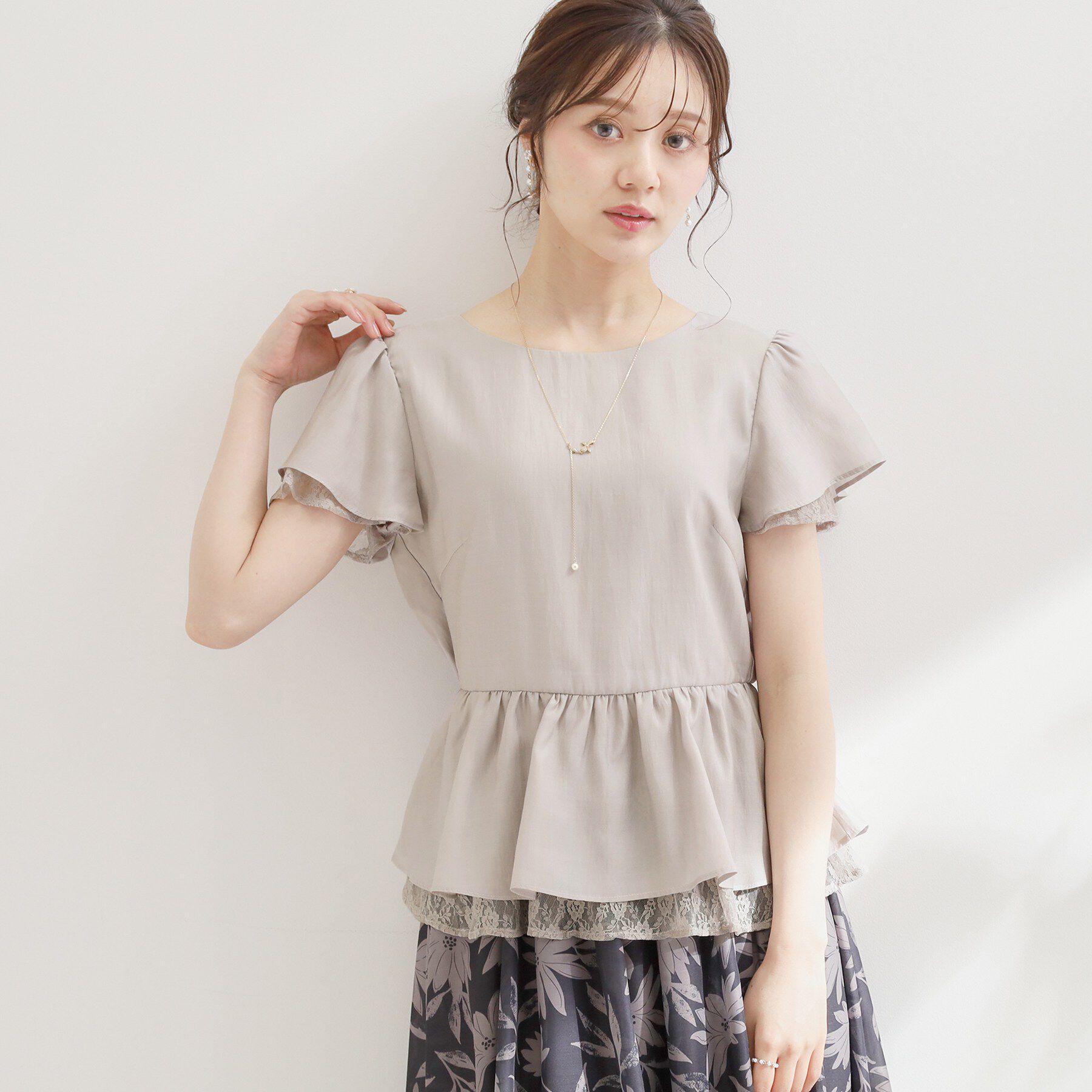 Couture broach「【洗える】レースティアード ペプラムブラウス」|シャツ・ブラウス|