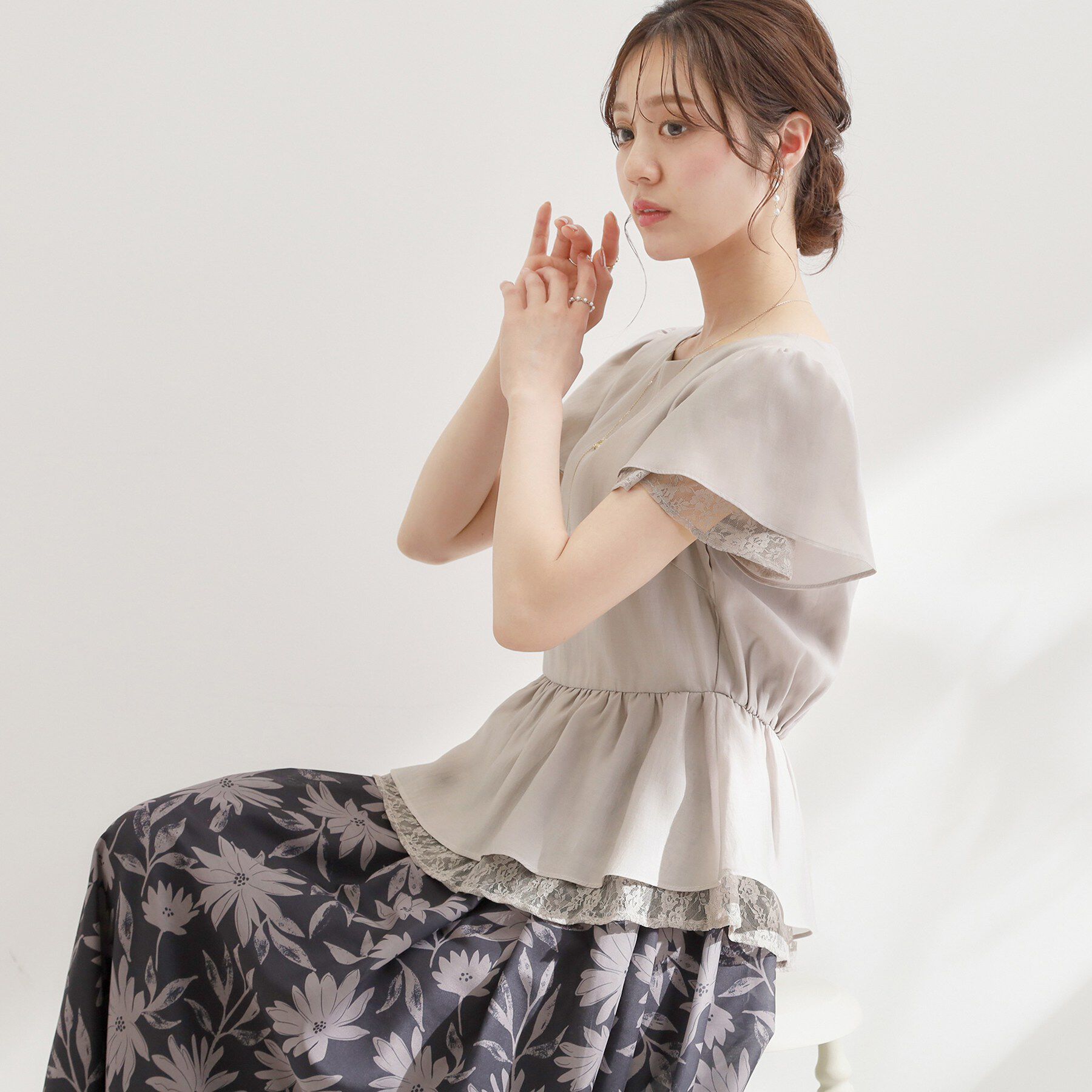 Couture broach「【洗える】レースティアード ペプラムブラウス」|シャツ・ブラウス|