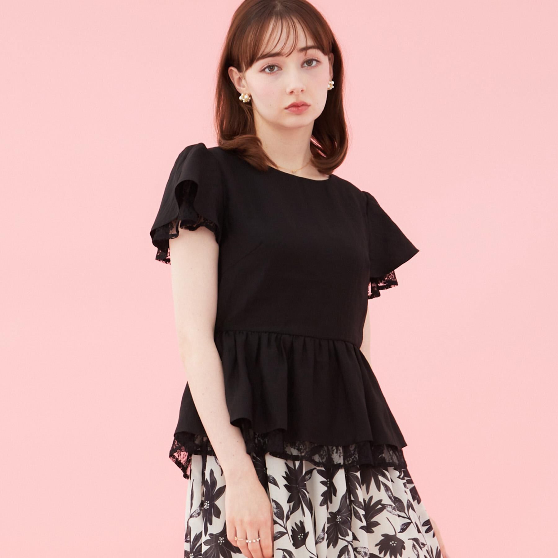 Couture broach「【洗える】レースティアード ペプラムブラウス」|シャツ・ブラウス|