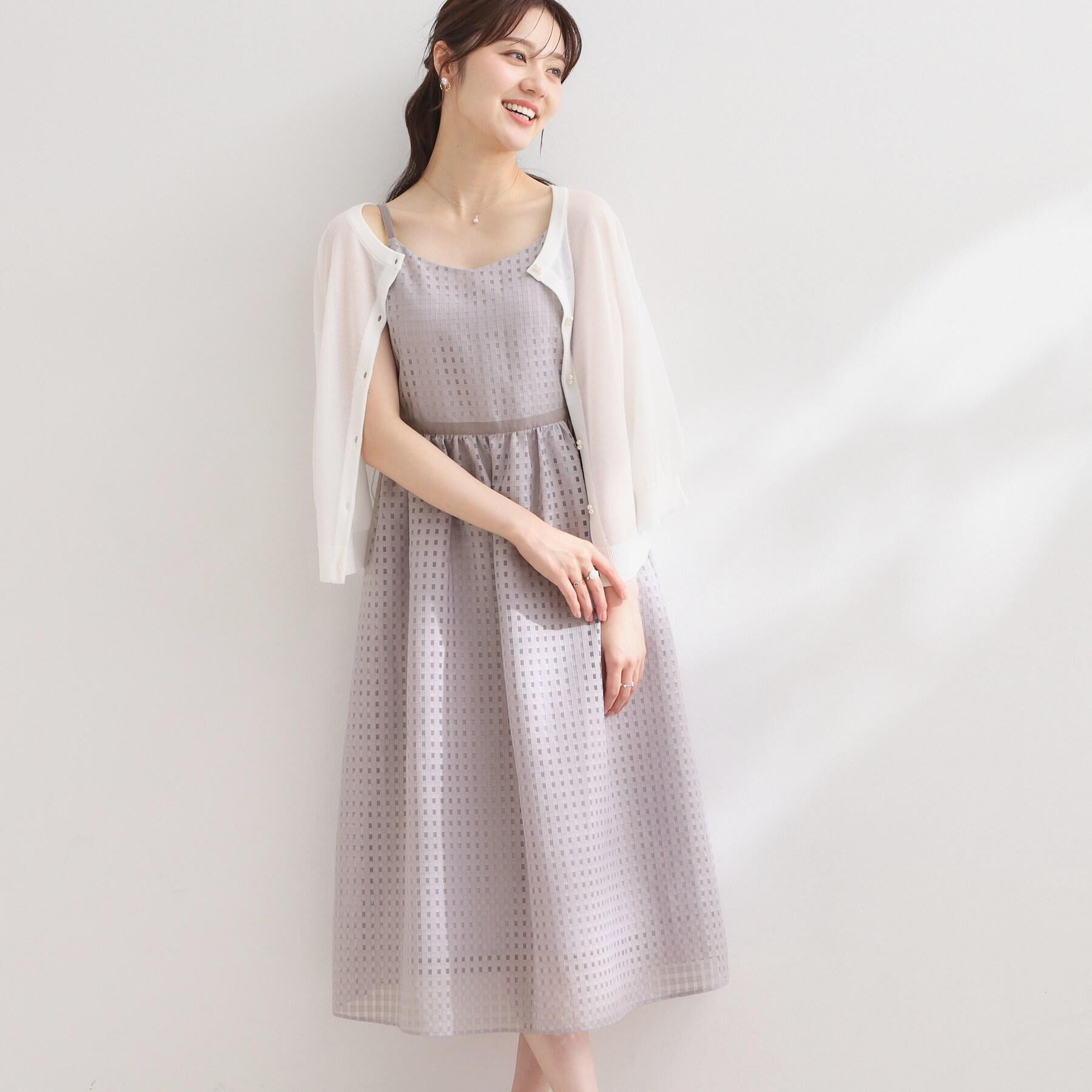 Couture broach「【洗える】レースチェック キャミワンピ―ス」|ワンピース|