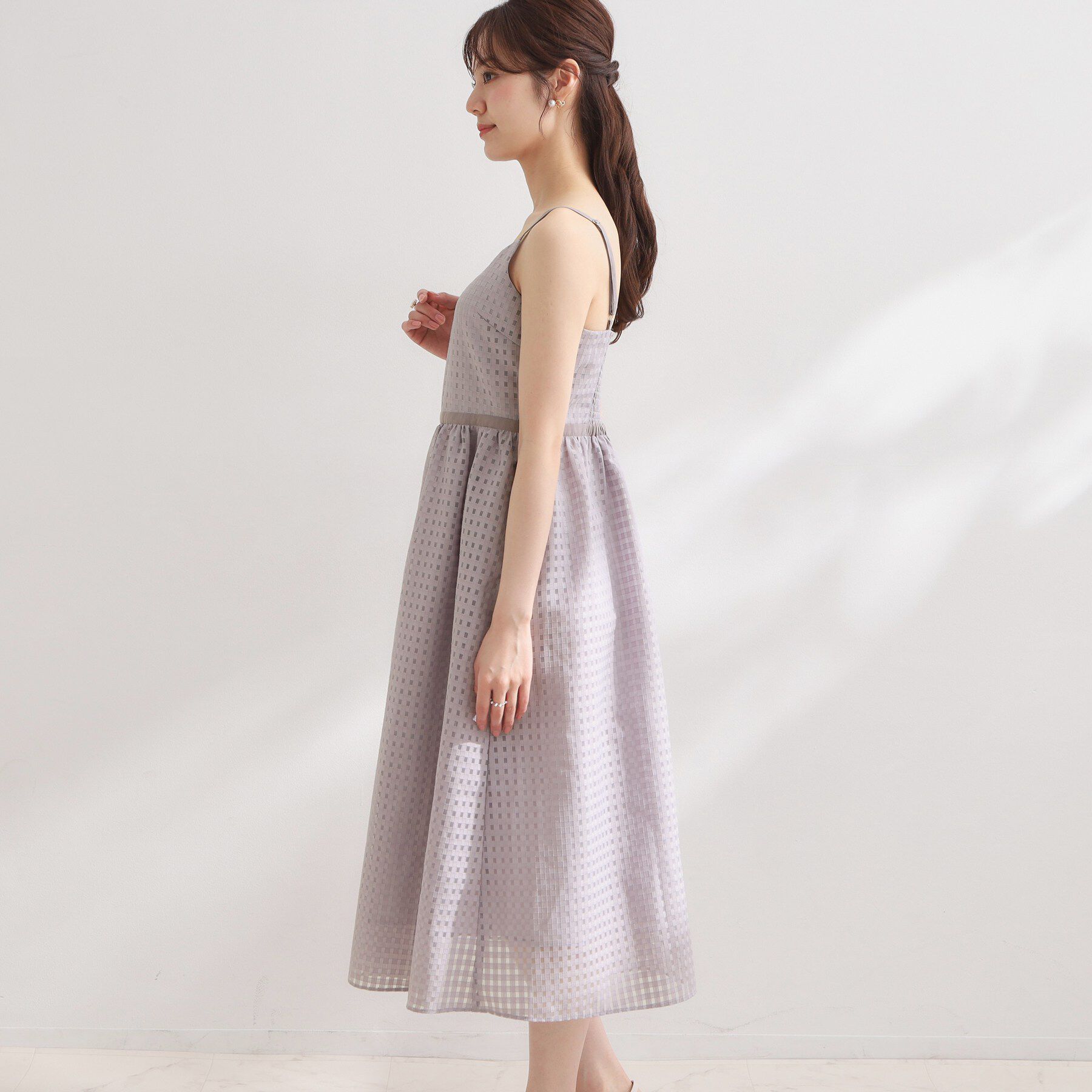 Couture broach「【洗える】レースチェック キャミワンピ―ス」|ワンピース|