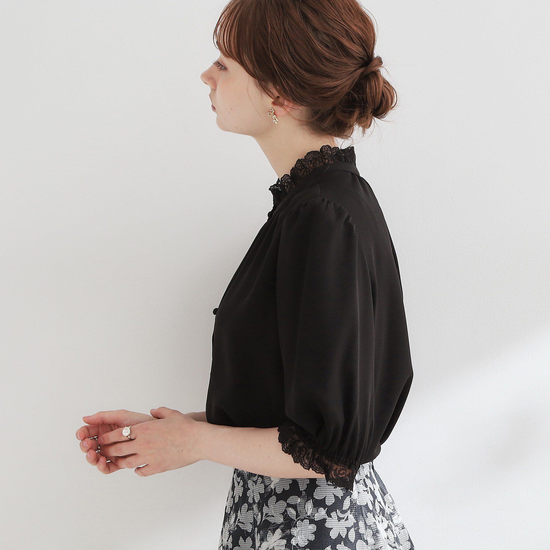 Couture broach「【大人上品・前後2WAY】エンブロレース 5分袖ブラウス【洗濯機可】」|シャツ・ブラウス|