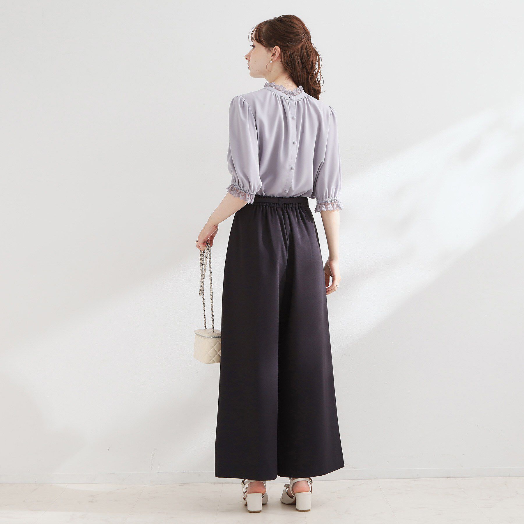 Couture broach「【大人上品・前後2WAY】エンブロレース 5分袖ブラウス【洗濯機可】」|シャツ・ブラウス|