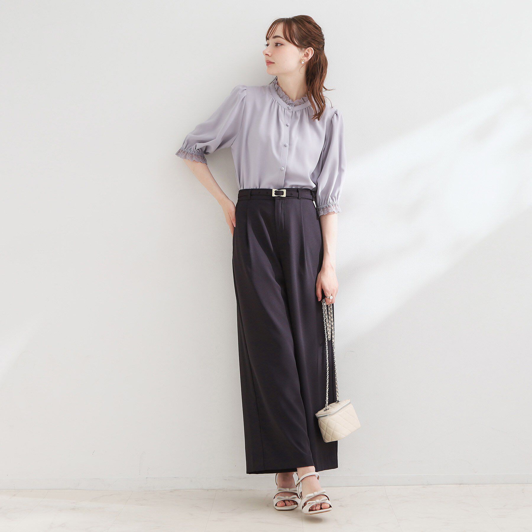 Couture broach「【大人上品・前後2WAY】エンブロレース 5分袖ブラウス【洗濯機可】」|シャツ・ブラウス|