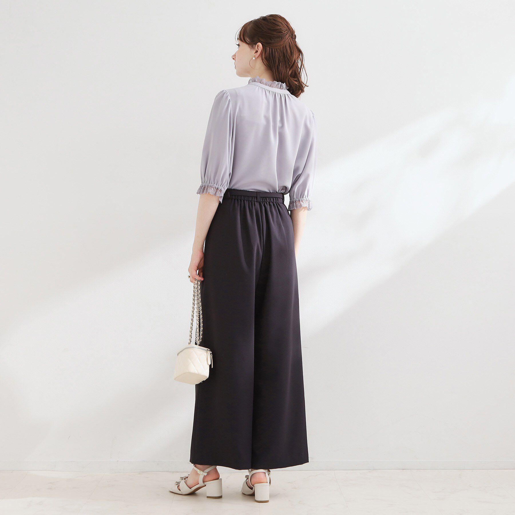 Couture broach「【大人上品・前後2WAY】エンブロレース 5分袖ブラウス【洗濯機可】」|シャツ・ブラウス|