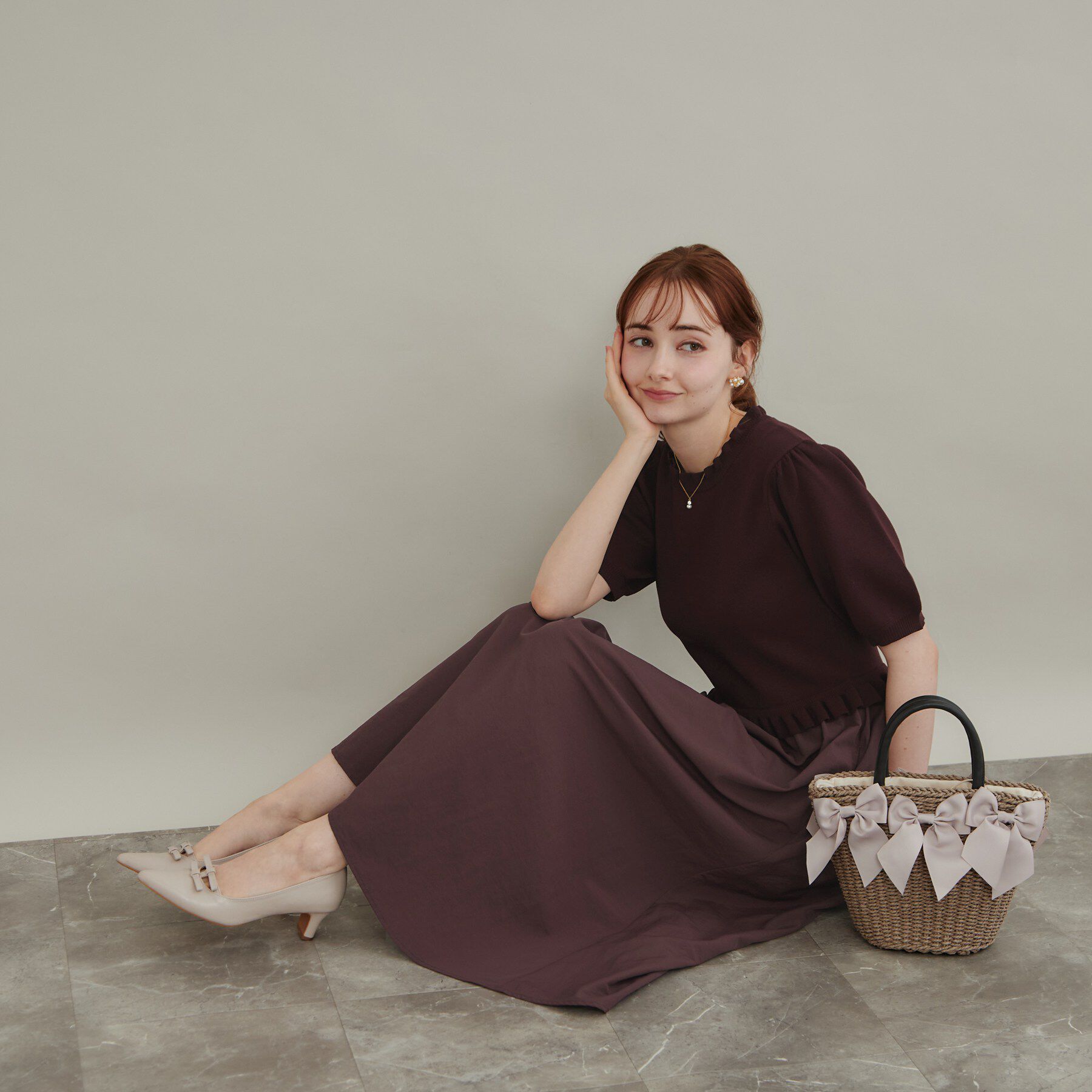Couture broach「【ほんのり甘い】フリルニット ドッキングワンピース【洗濯機可】」|ワンピース|