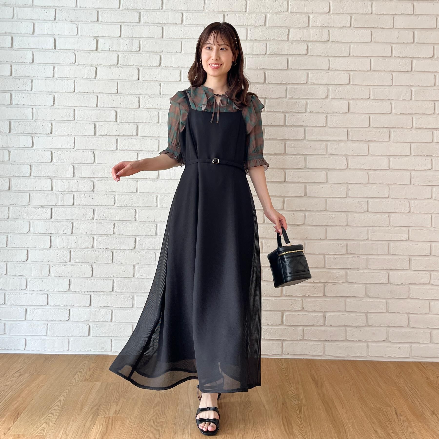 Couture broach「【楊柳シフォンで涼しく】フリルチェックブラウス」|シャツ・ブラウス|