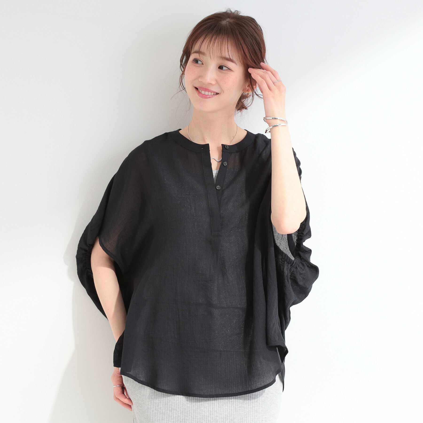 SHOO･LA･RUE「【体型カバー】バルーン風ゆるシャツブラウス」|シャツ・ブラウス|
