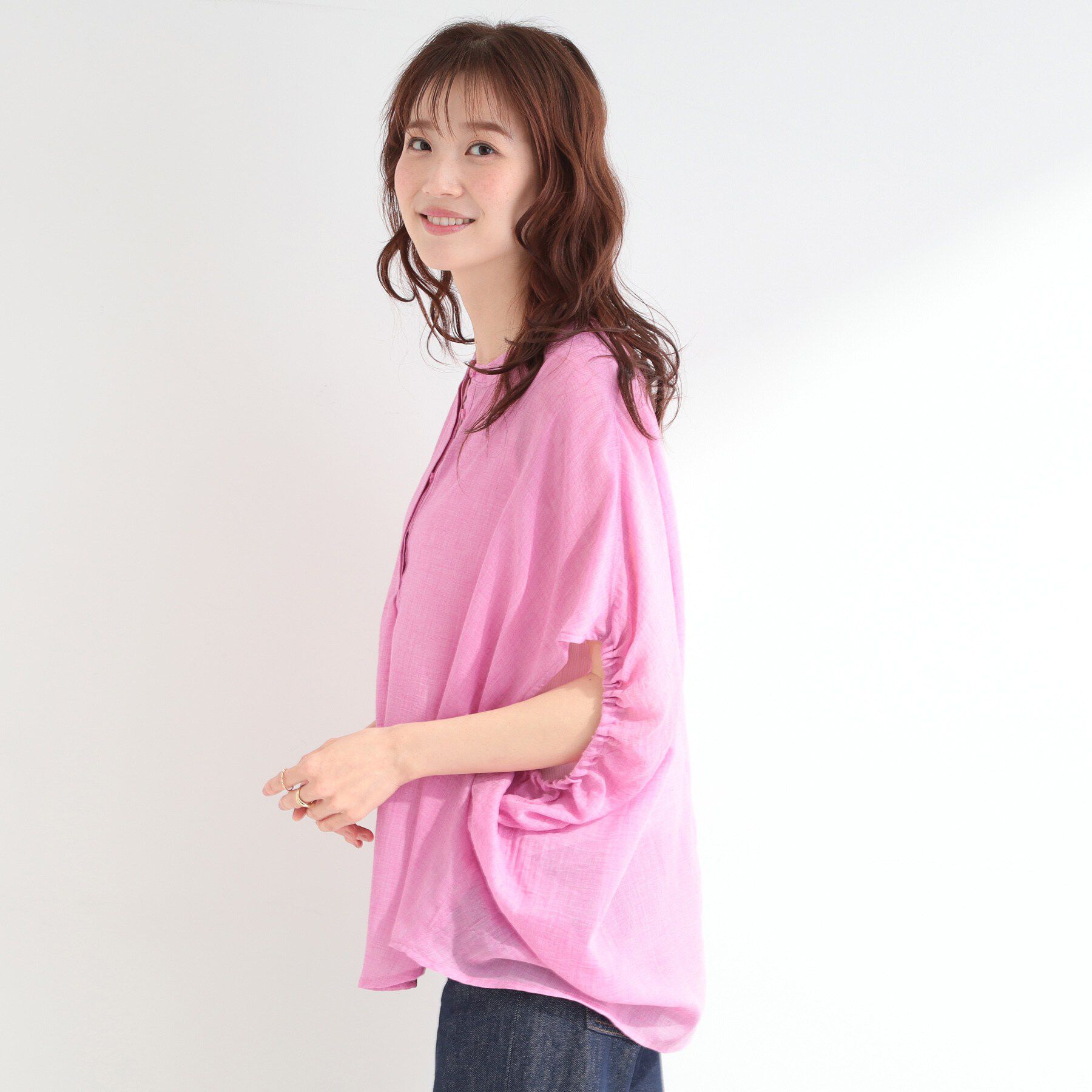 SHOO･LA･RUE「【体型カバー】バルーン風ゆるシャツブラウス」|シャツ・ブラウス|
