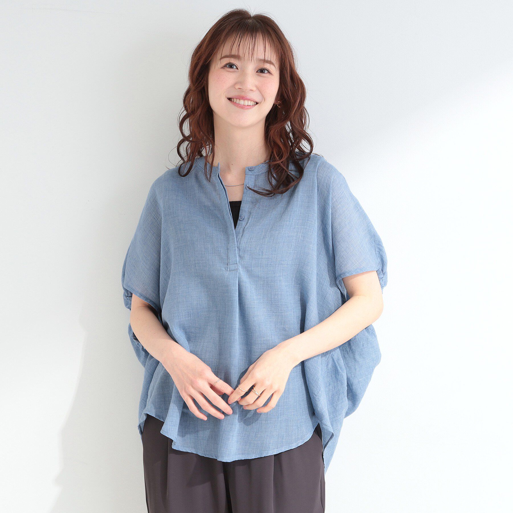 SHOO･LA･RUE「【体型カバー】バルーン風ゆるシャツブラウス」|シャツ・ブラウス|