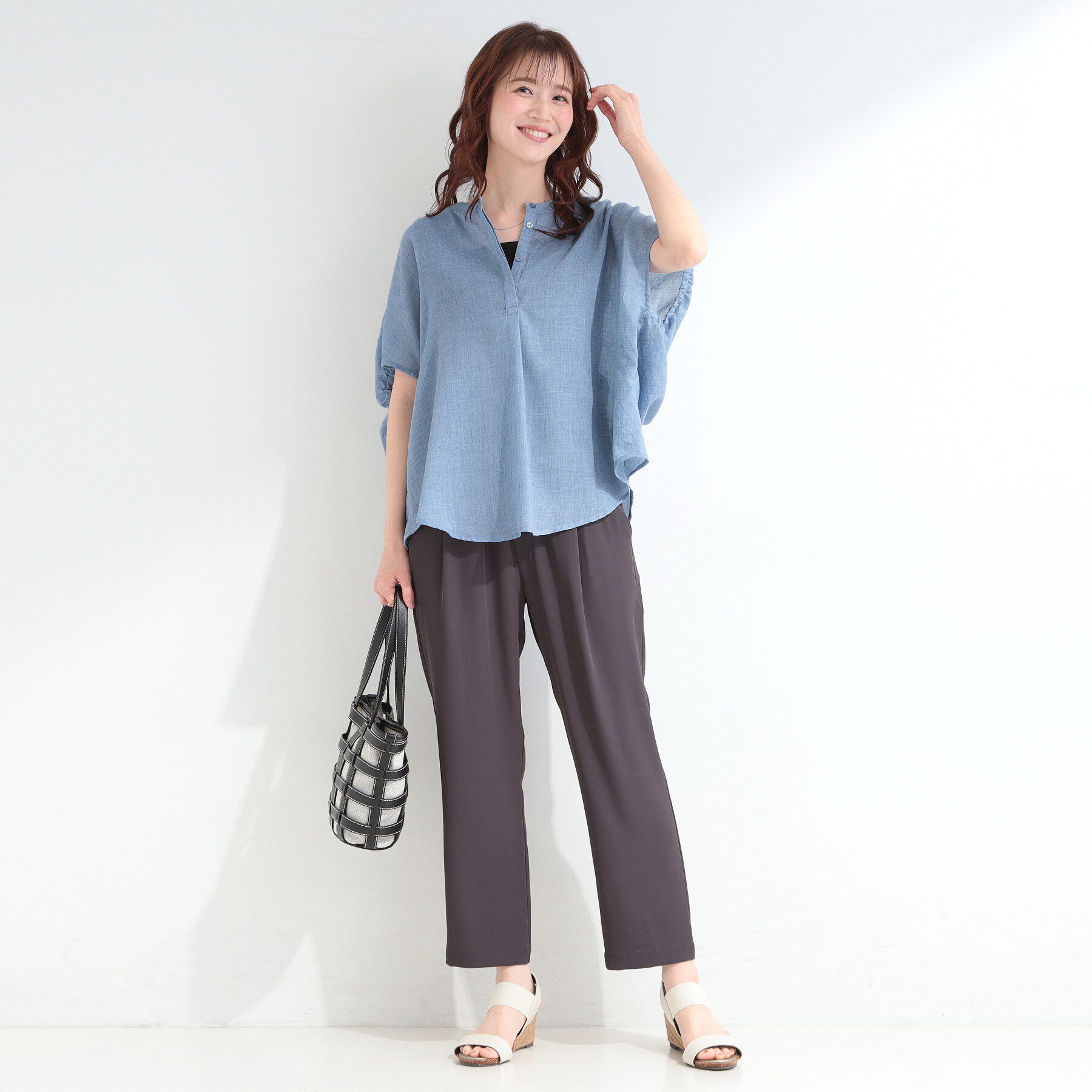 SHOO･LA･RUE「【体型カバー】バルーン風ゆるシャツブラウス」|シャツ・ブラウス|