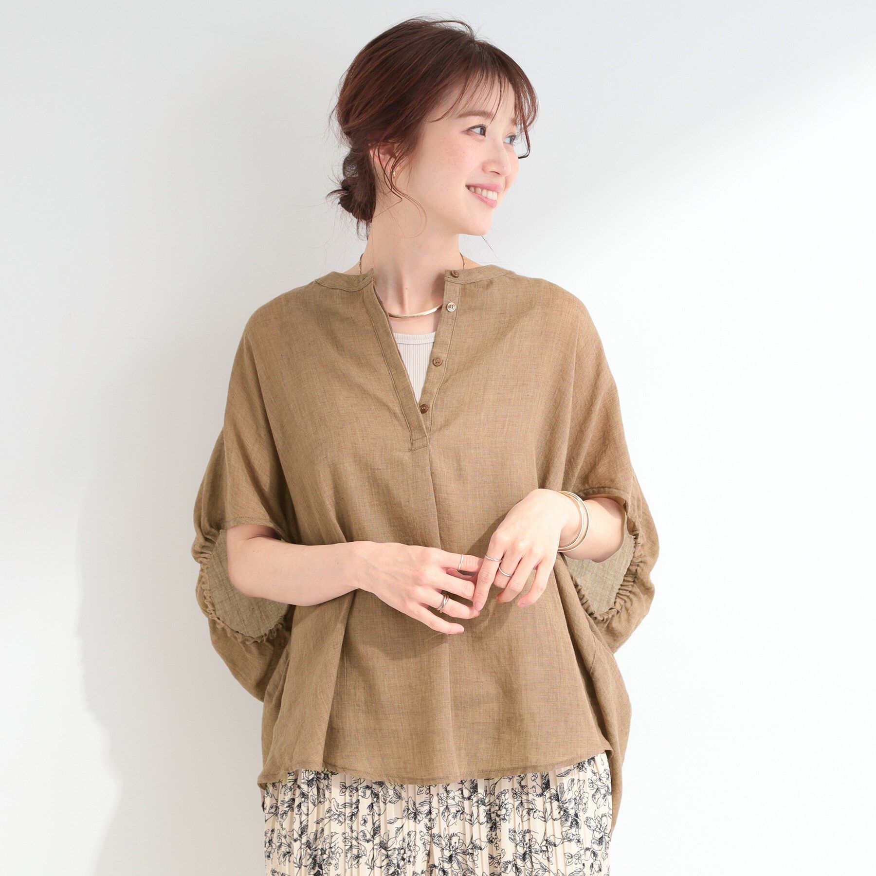 SHOO･LA･RUE「【体型カバー】バルーン風ゆるシャツブラウス」|シャツ・ブラウス|