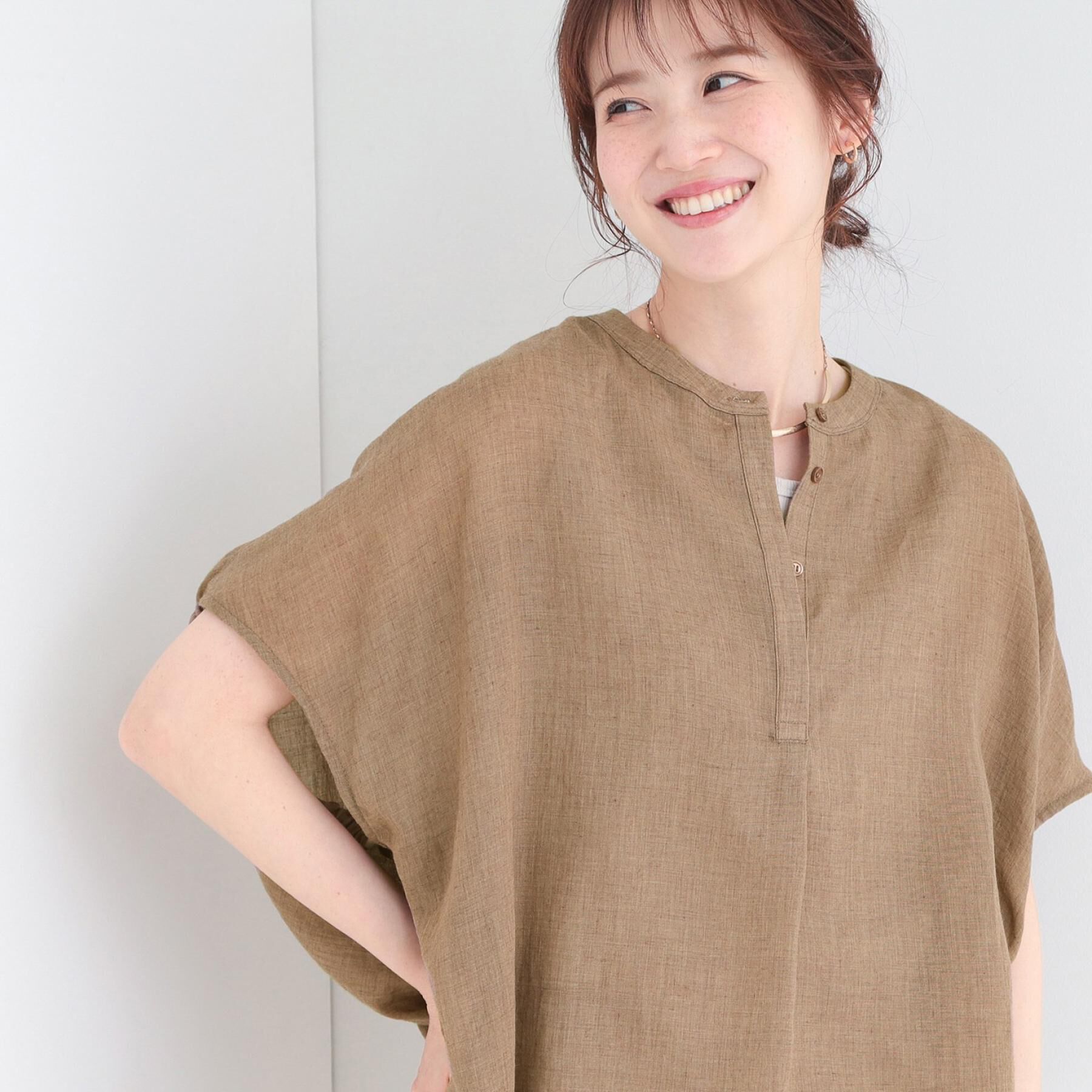 SHOO･LA･RUE「【体型カバー】バルーン風ゆるシャツブラウス」|シャツ・ブラウス|モカブラウン(042
