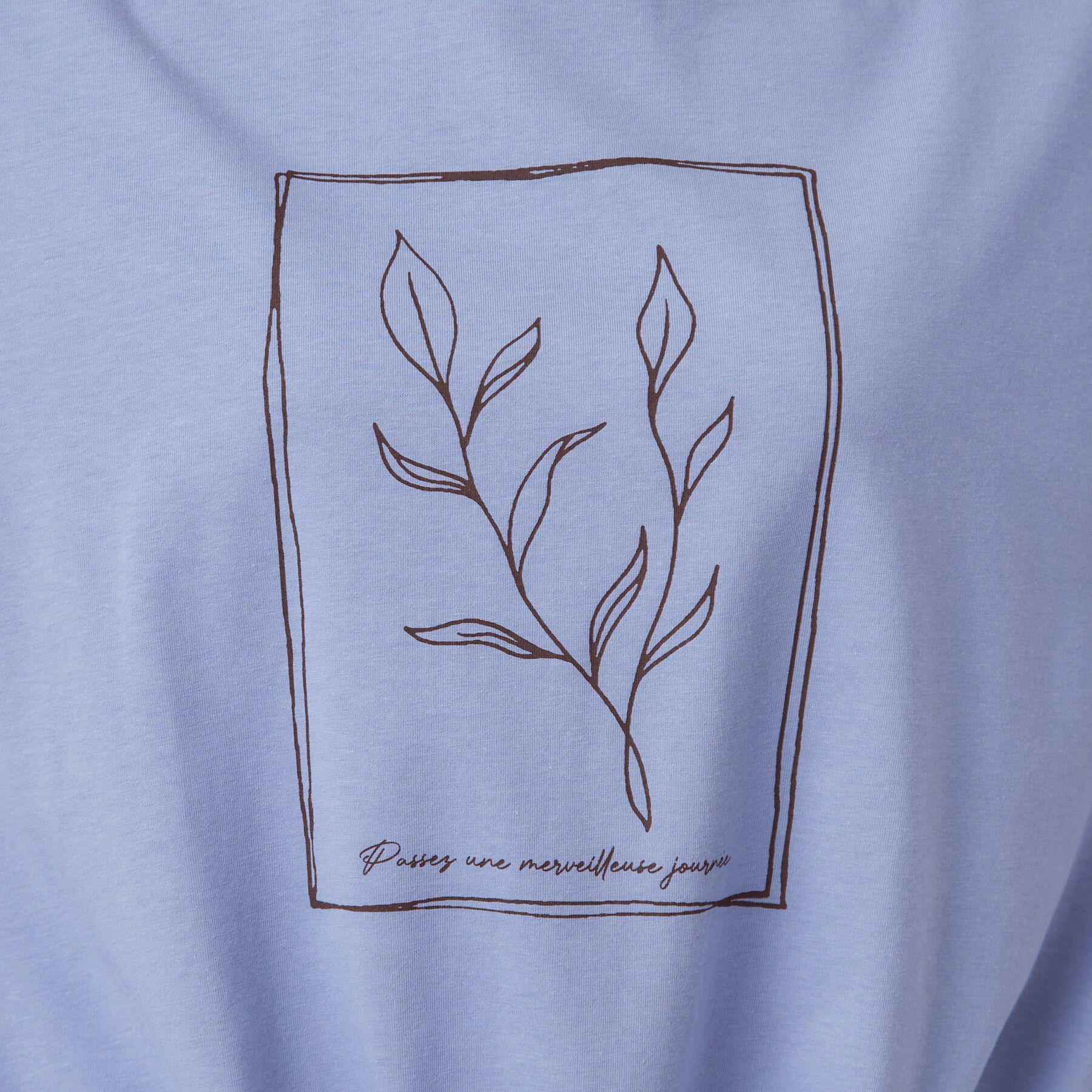 SHOO･LA･RUE「【ひんやり/体型カバー】プリントデザインが目を惹く 裾シャーリングTシャツ」|Tシャツ・カットソー|