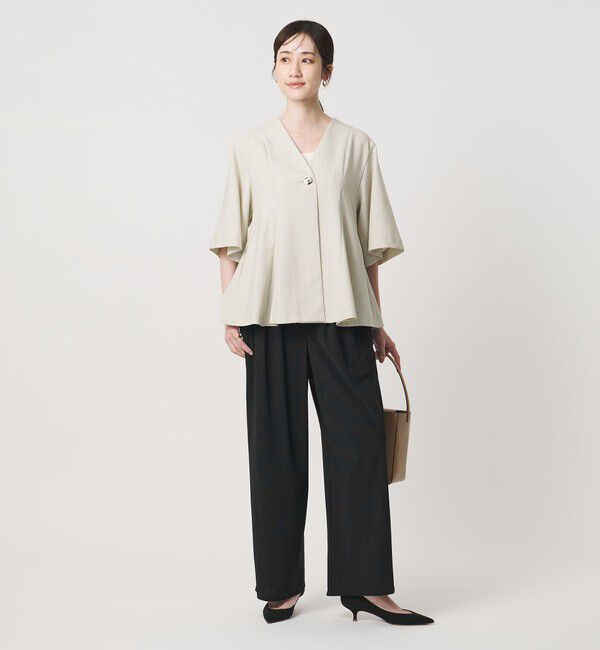 UNITED ARROWS「ジャージー タック ワイドパンツ ‐ウォッシャブル‐」|スラックス|