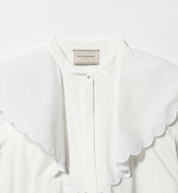 UNITED ARROWS「スカラップ フリル ブラウス ‐はっ水 UVカット 防しわ ウォッシャブル‐」|シャツ・ブラウス|