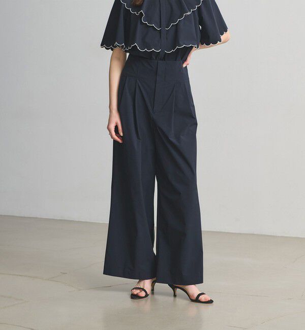 UNITED ARROWS「イージー ワイドパンツ ‐はっ水 UVカット 防シワ ウォッシャブル‐」|スラックス|NAVY