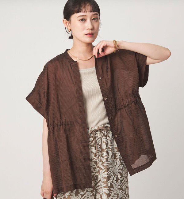 UNITED ARROWS green label relaxing「【結論シリーズ】ギャザーハイウエストブラウス」|シャツ・ブラウス|DK.BROWN