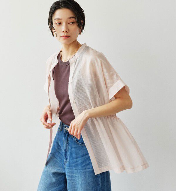 UNITED ARROWS green label relaxing「【結論シリーズ】ギャザーハイウエストブラウス」|シャツ・ブラウス|LT.PINK