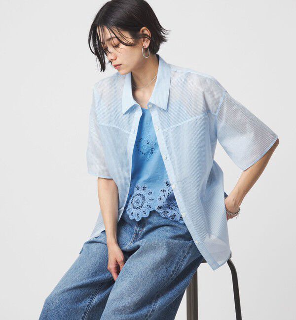 UNITED ARROWS green label relaxing「【結論シリーズ】リボンハイウエストシャツ」|シャツ・ブラウス|