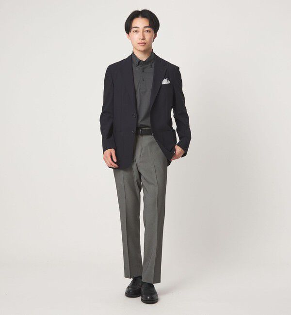 UNITED ARROWS green label relaxing「A+ COOL ポリエステル バーズアイ スタンダード アジャスター NP スラックス -ウォッシャブル・ストレッチ」|スラックス|