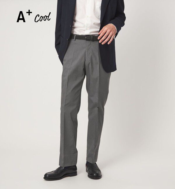 UNITED ARROWS green label relaxing「A+ COOL シャークスキン スタンダード アジャスター NP スラックス -ストレッチ・接触冷感・クリースキープ」|スラックス|MD.GRAY