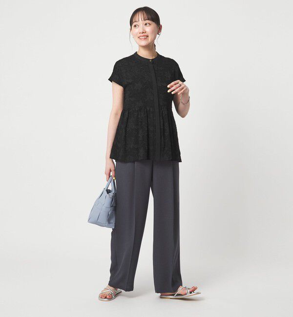 UNITED ARROWS green label relaxing「カット ジャガード フレンチスリーブ ブラウス」|シャツ・ブラウス|