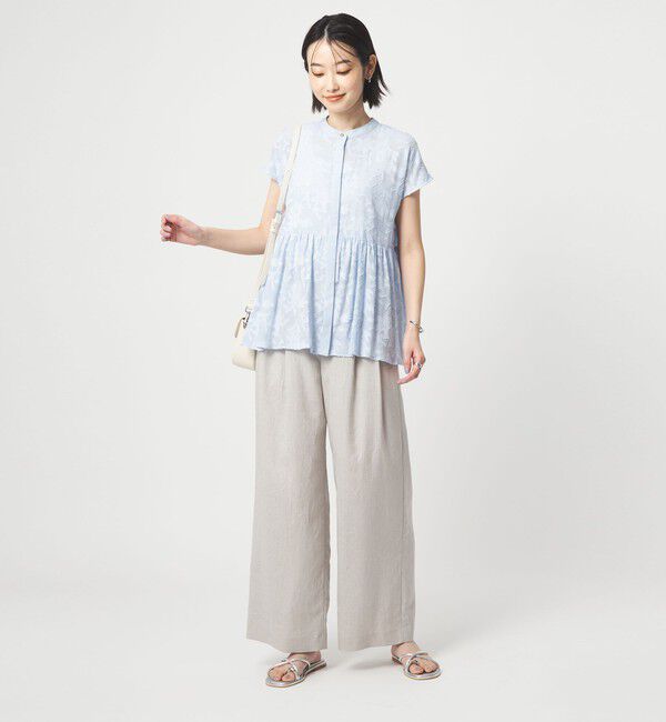 UNITED ARROWS green label relaxing「カット ジャガード フレンチスリーブ ブラウス」|シャツ・ブラウス|