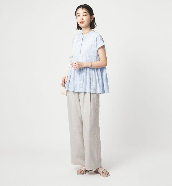 UNITED ARROWS green label relaxing「カット ジャガード フレンチスリーブ ブラウス」|シャツ・ブラウス|