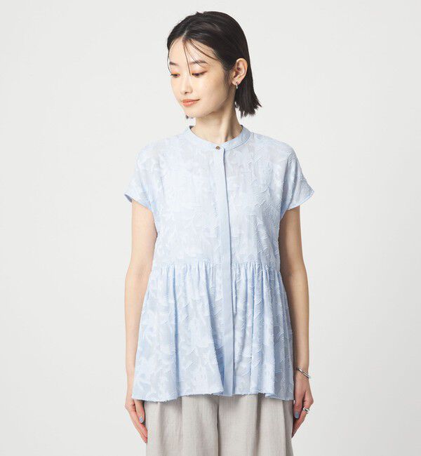 UNITED ARROWS green label relaxing「カット ジャガード フレンチスリーブ ブラウス」|シャツ・ブラウス|