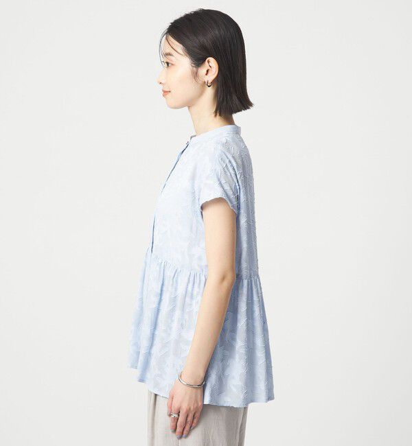 UNITED ARROWS green label relaxing「カット ジャガード フレンチスリーブ ブラウス」|シャツ・ブラウス|