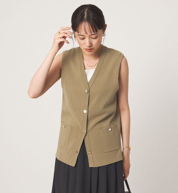 UNITED ARROWS green label relaxing「ゴールドカラーボタン ニット ジレ」|ベスト・ジレ|