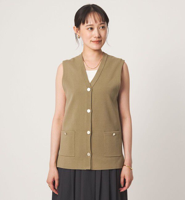 UNITED ARROWS green label relaxing「ゴールドカラーボタン ニット ジレ」|ベスト・ジレ|