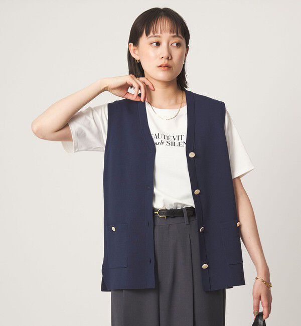 UNITED ARROWS green label relaxing「ゴールドカラーボタン ニット ジレ」|ベスト・ジレ|